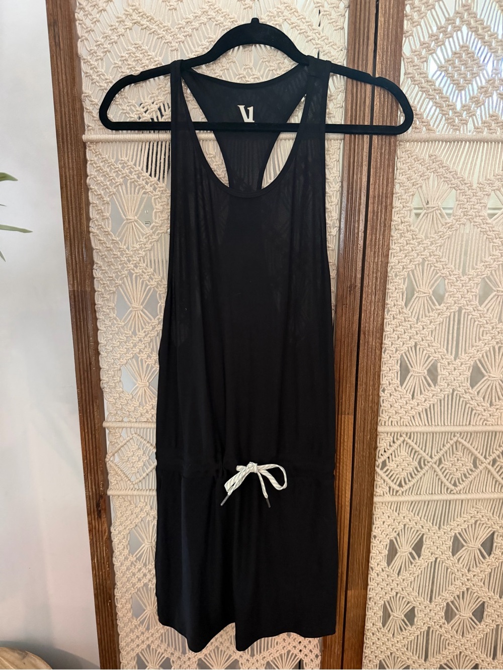 Vuori Black Racerback Dress with Drawstring